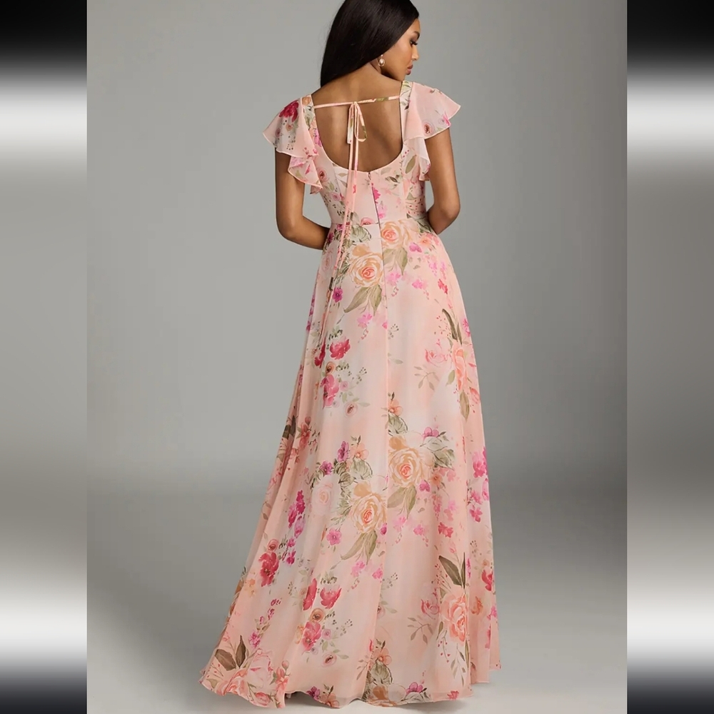 After Six Pink Floral Tie-Back Maxi Dress
